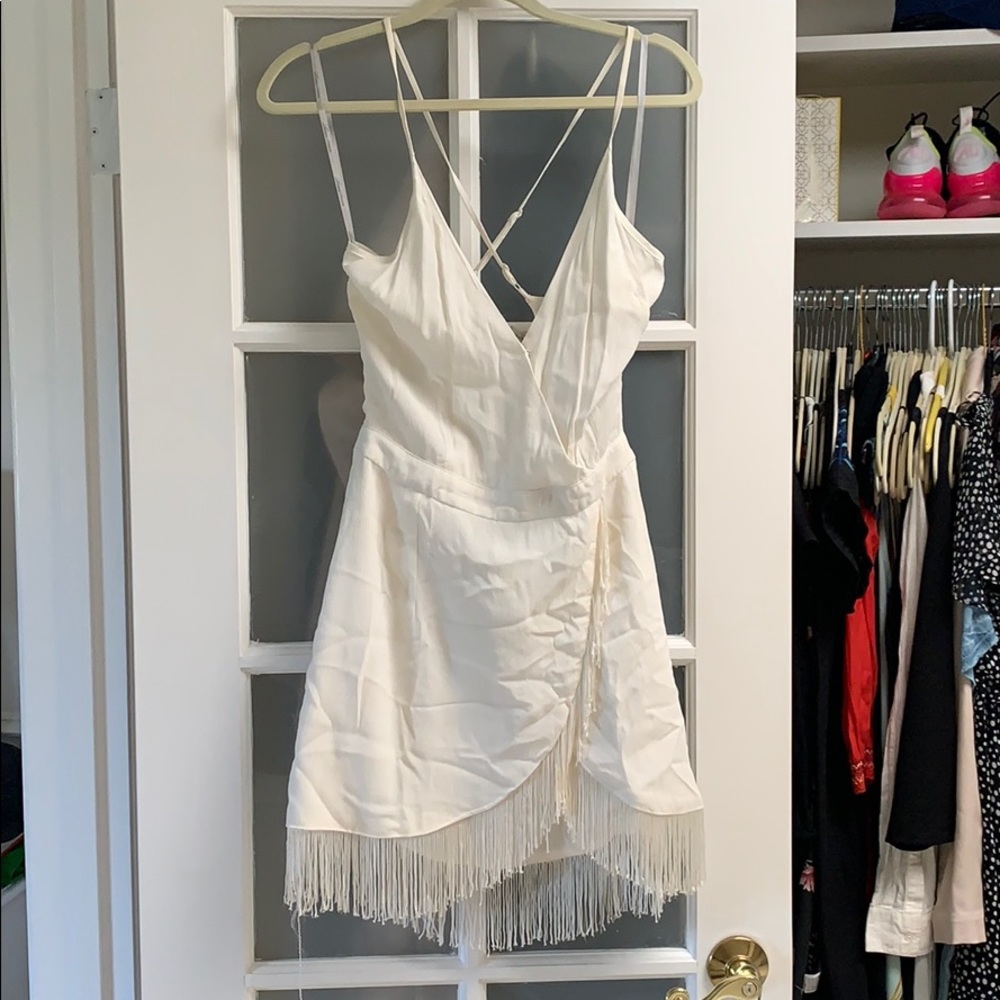 Lovers + Friends ivory fringe dress